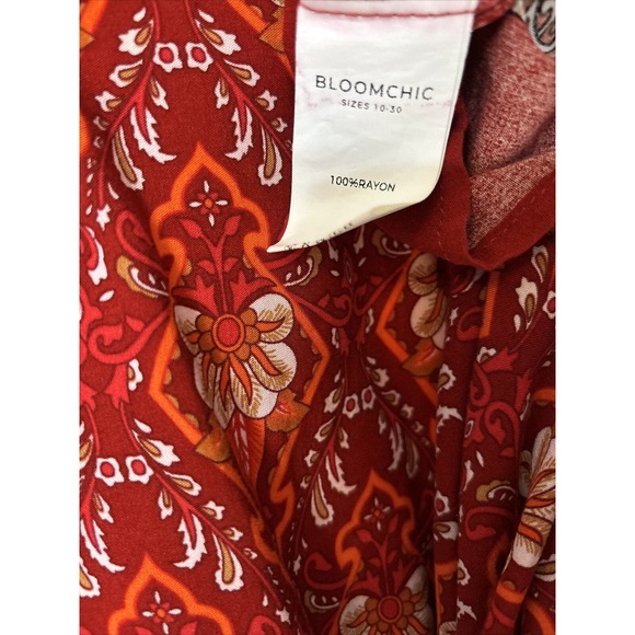 Bloomchic Red Floral Print Short Sleeve Dress Size 14/16 EUC G4‎ - Picture 6 of 6
